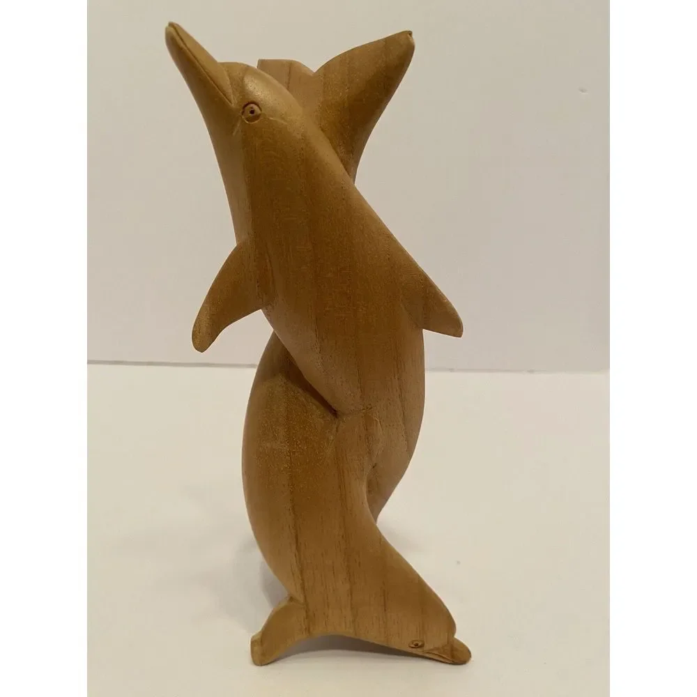 Twisted Dancing Dolphins Solid Wood‎ Figurine 8